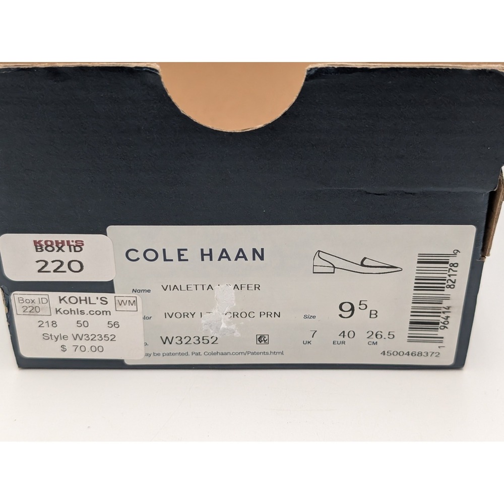 Cole Haan Loafers Womens 9.5 Ivory‎ Vialetta Croc Leather Pointed Toe Block Heel - Picture 7 of 8